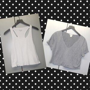 2 Piece Lot:  Juniors Mudd Racerback Tank and Pozzolo Cropped Tee, Size Large